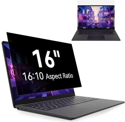 Protescreen 16 Inch 16:10 Laptop Privacy Screen, Anti Blue Light Glare Filter, Removable & Reversible, Matte Finish, 1 Count