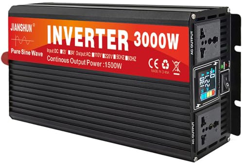HENGCMM 3000W 4000W 5000W 6000W Inverter Onda Sinusoidale Pura, Trasformatore di Potenza Convertitore Auto Inverter di Potenza da 12V 24V 48V 60V 220V/230V Compatibile con Camper ECC,3000W-48Vto220V
