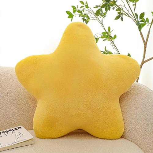 Kuschelkissen Kinder, Stern Kinderkissen, Weiche Flauschige Sternenkissen, Kissen Kinderzimmer Sternform Dekokissen für Mädchen & Jungen Zuhause Schlafzimmer,Gelb,40x40cm