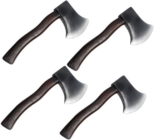 Lezevn Lot de 4 petites haches en mousse réalistes noires pour Halloween et déguisement