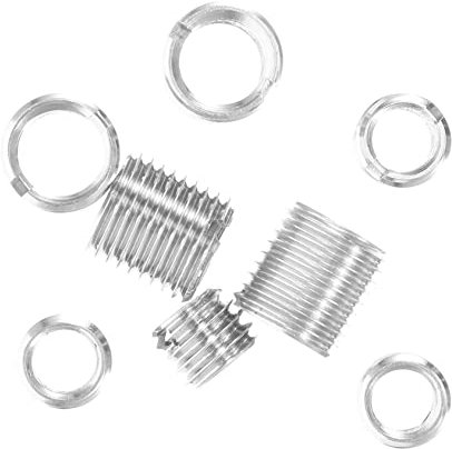 OUNONA Stainless Steel Screw Thread Inserts Set with Easy to Install Self Tapping Screws for Nut Holes, of 8 Pieces, Suitable for Mechanical Equipment and Electronic Communications