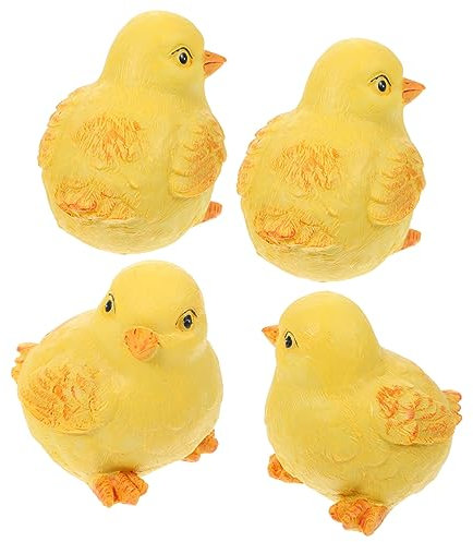 PHENOFICE 4stücke Miniatur Kükenfiguren Aus Kunstharz Mini Garten Huhn Ornamente Dekoration Für Schreibtisch Auto Kleine Tiermodelle