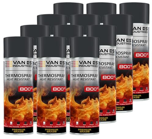 VE-INDUSTRIES 12x Ofenlack Ofenfarbe hitzebeständiger Thermolack 800°C Anthrazit 400 ml