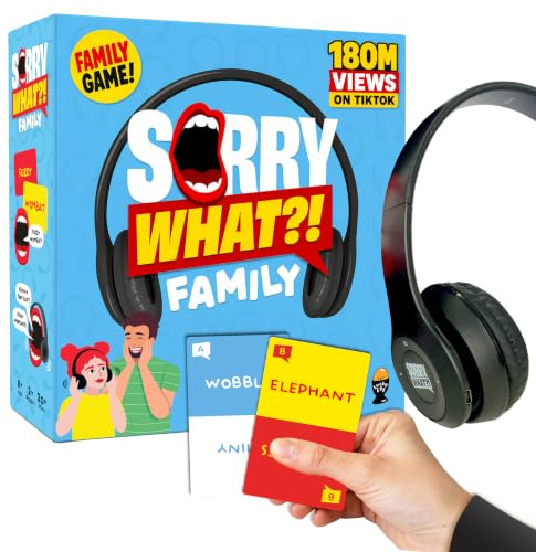 Lucky Egg Sorry What - Lip Reading Friends Party Game Based On The Headphone Challenge TikTok Trend - 2+ Players 40,000 Funny Word Phrase Combinations Card Game for Friends (Family Edition)