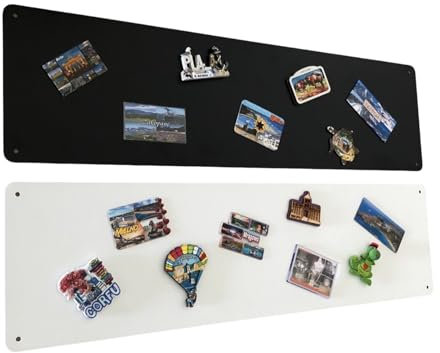 2x Magnettafel Magnetwand Schwarz+Weiss 80x22 cm Memotafel aus Edelstahl Fotowand für Urlaubs Magnete Magnetisch Tafel Metalltafel für Wohnung Büro Küche