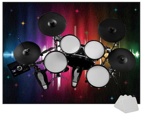 Drum-Teppich Schlagzeugteppich Schallschutz Teppich Schallschutzmatte rutschfeste Trommelmatte Professionelles Rechteckiges Elektronisches Jazz Schlagzeug Kit 210 x 180 cm für Bass Drum Snare Drum
