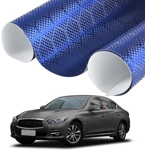 XhuangTech Kohlefaser-Autofolie mit Wabenmuster, Luftablass-Glanz-Aufkleber, selbstklebend, wasserdichte Lackschutzfolie, Außen- und Innenaufkleber für Auto, Motorrad (Blau, 45 × 152 cm)