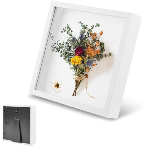 Yudobliss Cornice portafoto 3D, Cornice per Oggetti Profonda 3 cm, Cornice Profonda da Riempire 30 x 30 cm, Cornice Portafoto 3D da Riempire, Decorazione Murale Tridimensionale, Bianco