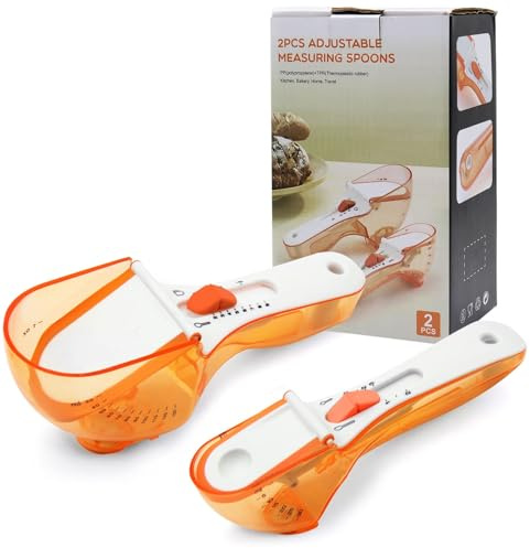 Il set include 2 misurini regolabili per liquidi e alimenti, prodotti da forno, perfetti per misurare ingredienti liquidi o secchi, salvaspazio, gadget da cucina (arancione)