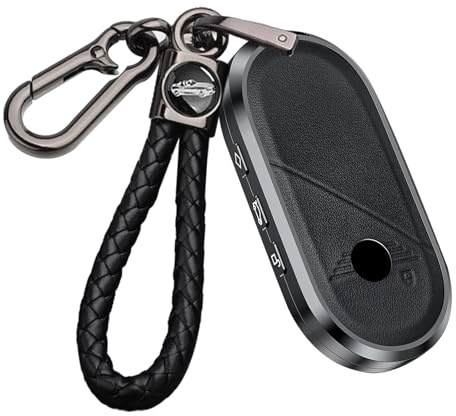 ontto Autoschlüssel Hülle Schlüsselanhänger Schlüsselhülle Metall Leder Schutzhülle Kompatibel mit BMW Mini Countryman Cooper One Aceman 2023 2024 2025 Schlüsselcover Zubehör-Schwarz