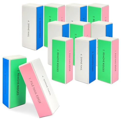 12-Piece White Sponge Nail Buffer Block, 4-Way Nail File and Buffer for Nail Care, Ideal for Salon and Home Manicures