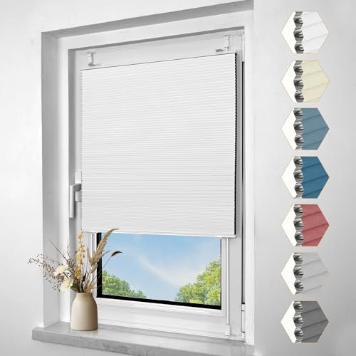 Zarnan verdunklungsplissee wabenplissee ohne Bohren 75 x 200 cm plissee zum kleben Thermo Sicht- und Sonnenschutz plissee für Fenster und Türen