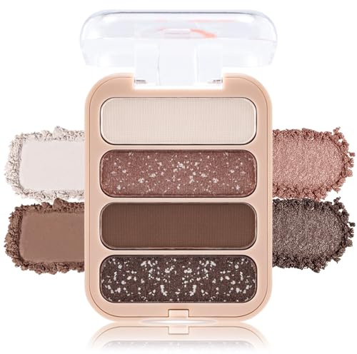 Erinde Palette d'ombres à paupières 4 couleurs, ombre à paupières pour yeux mats et brillants, imperméable et longue durée de vie, haute pigmentation, texture douce et soyeuse, facile à appliquer