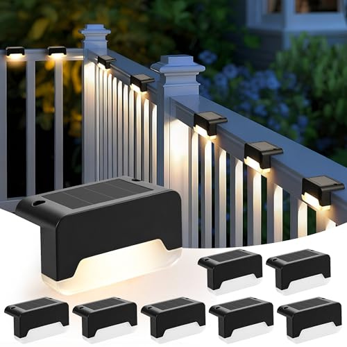 Solpex Solarlampen für Außen, 8 Stück LED Solarleuchten Garten (Warmweiß) | Solar Wandleuchten für Außen, Poolbeleuchtung Solar, IP65 Wasserdicht für Außentreppen, Treppen, Zaun, Garten, Terrasse