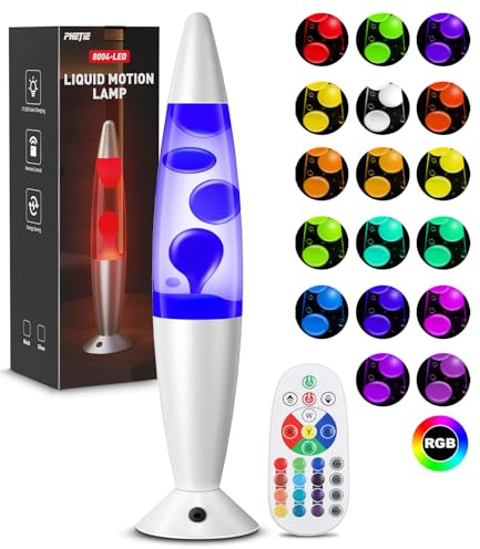 PHEJIE 17 Colour Remote Control Liquid Motion Lamp with Auto Change Mode, 8H Timer, 15m RF Remote Night Light for Kids Room, Bedroom, Office Ambient Mood Lighting