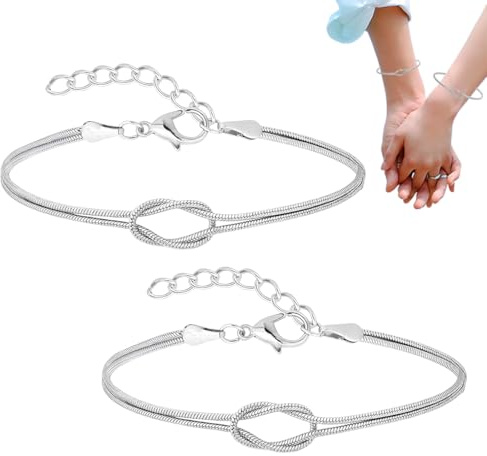 2PCS Braccialetti Donne, Bracciali Coppia Bracciale Amicizia Bracciale Donna Argento 925 Bracciali Amicizia Donna, Regali di Coppia, Regalo Amica, Regalo Fidanzato, Regali Mamma