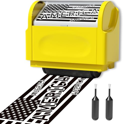 Identity Theft Protection Roller Stamp, 2 Refill Ink - Confidential Roller Stamp for Identity Protection & Security Stamps- Blocking Out Privacy Information and Guard Your Address and ID (Yellow)