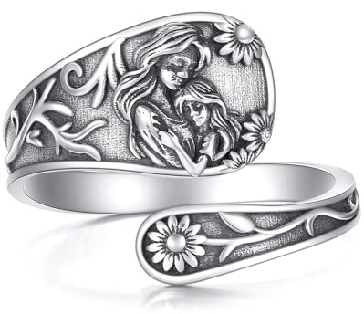Mor sked ring 925 sterlingsilver justerbar ring vintage viktoriansk stil smycken gåvor för kvinnor