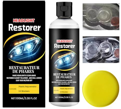 Kit De Restauration De Phares - 100ml Nettoyant Polish Spray pour Optique de Voiture | Fournitures Exterieures Automobile | Automobile Caravane Remorque