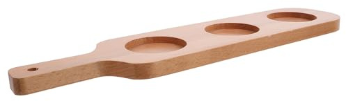 GALPADA Tabla de Madera con Asa 42X10 CM para Servir Bebidas con 3 Orificios para Copas Soporte para Cerveza y Vino Adecuado para Bares Hoteles y Ktv