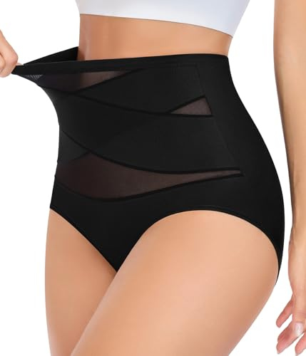 UMIPUBO Bragas Mujer Talle Alto Braga Braguitas sin Costuras Culotte Cintura Alta Invisibles Ropa Interior Cómodas y Suaves Elástico Underwear Women (Negro, XXL)