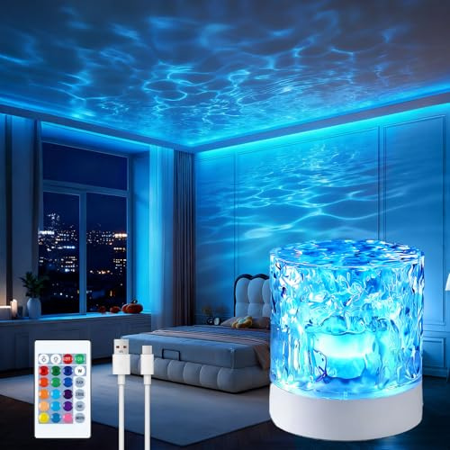 Lampada Onde Fiamma Atmosfera, Proiettore Cielo Stellato LED, Luce Aurora Boreale, 16 Colori Dinamici, Telecomando, Luminosità Regolabile, Lampada Stelle, Proiettore Notturno Regalo -Cilindro