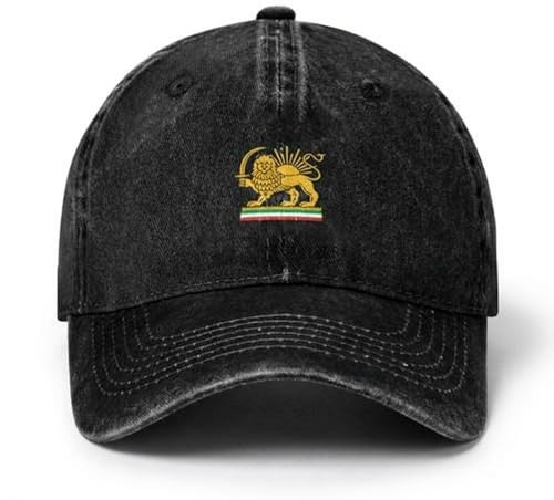 Giwnuq Iran Hat - Adjustable Trucker Cap with Lion and Sun Old Iran Flag | Breathable & Lightweight Unisex Baseball Cap for Outdoor Sports, Travel, Camping, Hiking and Daily Commute Black