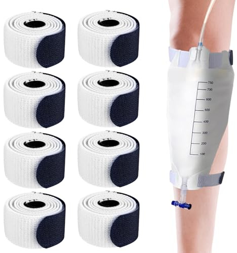 8 Stück Urinbeutelhalter für Drainageschläuche, 60cm Katheterhalter Stabilisierung, Katheter Beinbeutel Gurte - Gerät Katheter Halterung Gürtel für Krankenhaus und Zuhause