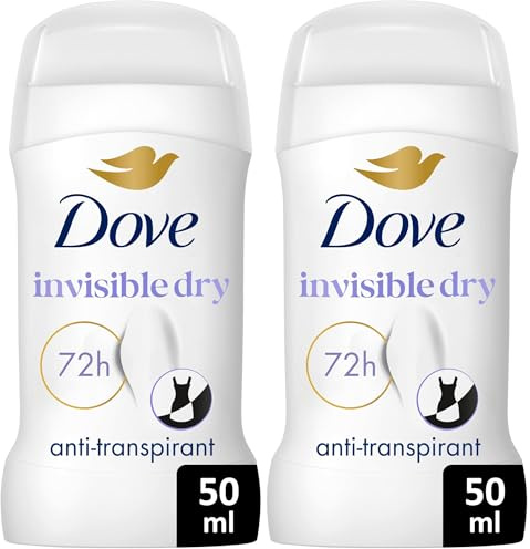 DOVE Déodorant Stick Anti-Transpirant Apaise & Aide à réparer - Invisible Dry - Technologie hydratante triple action - 72h de protection anti-transpirante - 50ml (Lot de 2)