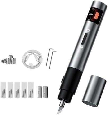 Cortador Ultrasónico Portátil Cuchillas Reemplazables, Luz LED y 3 Modos de Corte para Acrílico,Herramienta Manual Aleación Aluminio con Pantalla Seguimiento Automático 40.000 Hz