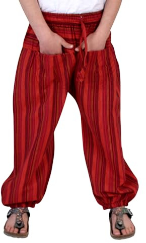 BUDDHA arts&more TRiffade barn haremsbyxor Aladinbyxor pluderbyxor, röd, One