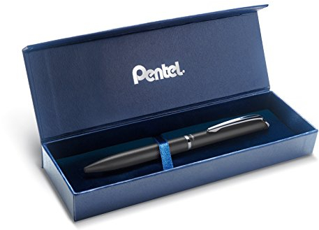 Pentel BL2007 EnerGel Tintenroller, hochwertig, einziehbar, Spitze 0,7 mm, Korpus aus mattem Metall, Schwarz – Geschenkbox