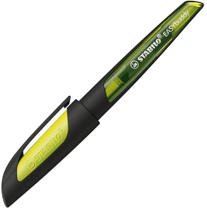 STABILO - Schulfüller mit Linkshänder-Feder L - EASYbuddy in schwarz/limette - blau (löschbar) - inkl. Patrone