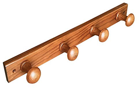 PERCHA Pared 4 Pomos madera pino lacado miel 485 X 50 X 72 MM