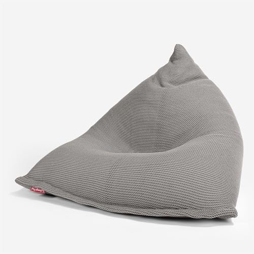 Lounge Pug Pouf Poltrona Sacco Relax in Lavorato a Maglia per Adulti, Grigio Grafite, Lounger per Gaming e Relax