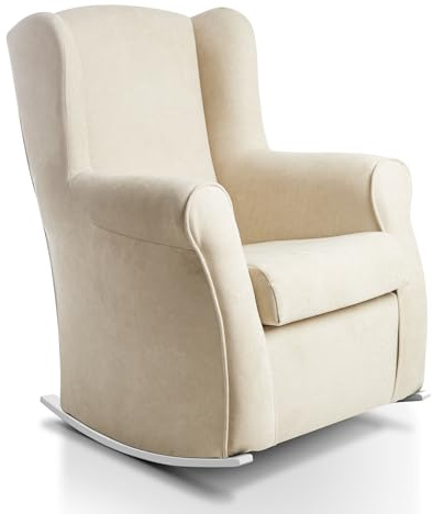 Sueños ZZZ Carla Fauteuil d’allaitement à bascule coloris blanc avec revêtement anti-taches Aqualine Pour chambre, salon ou chambre de bébé Beige