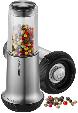 GEFU X‑PLOSION® Salz/Pfeffermühle M | CYCLONE® Keramik, 14‑fach Mahlstufen, luftdichter Deckel, kompakte Größe für Küche & Tisch