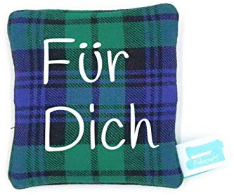 Personalisierbares Wärmekissen Mikrowelle, 10cm x 10cm, Rapssamenkissen, Flanell Schottenkaro Grün