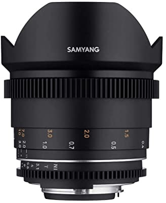Samyang MF 14mm T3,1 VDSLR MK2 Nikon F – lichtstarkes T3,1 Ultraweitwinkel Cine- und Video Objektiv für Nikon F Mount, 14 mm Festbrennweite, Follow Focus Zahnkränze Vollformat und APS-C 8K Auflösung