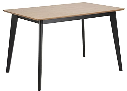 AC Design Furniture Roxanne Esstisch, Eiche/Schwarz, Eichenfurnier/Gummibaumholz, L: 120 x B: 80 x H: 76 cm, 1 Stk.