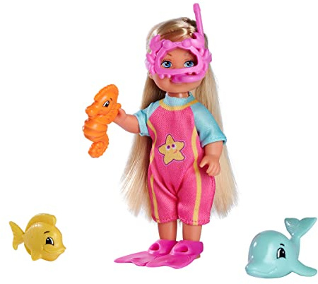 Simba 105733565 - Steffi Love Sea Fun, Puppe im Taucheranzug mit Flossen und Taucherbrille in Krabbenform, mit Meeresfreunde, Minipuppe 12cm, ab 3 Jahren