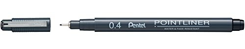 Pentel Pointliner S20P-4A, Fineliner, schwarz, wasserfest und lichtecht, 0.4 mm, 12 Stück