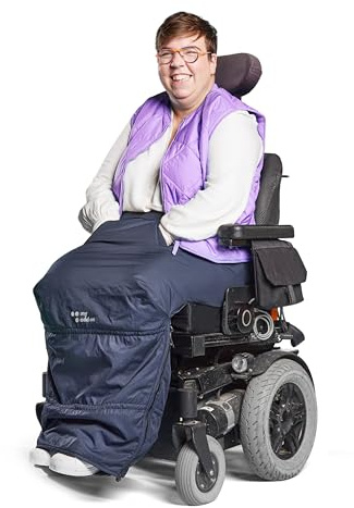 MyBlanket, wind- und wasserdichte Rollstuhl Decke mit Fleece Futter, warme Beinschutzdecke für Rollstuhl, Regenschutz einfach umgelegt ohne aufzustehen, Nachtblau