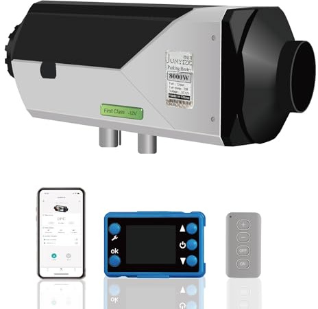 JUNYIZE Diesel Heater 8KW, Diesel Air Heater, APP Controller, Portable 12V Diesel Parking Heater with LCD Monitor & Remote Control for Vehicle, Tent, Bus, RV, Truck, Camper, Trailer