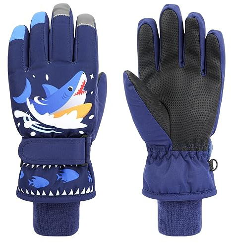 QKURT Kids Ski Gloves, Winter Warm Windproof Snow Mittens Girls Boys Cold Weather Gloves for 2~13 Years Old Kids Sledding Snowboard Skating Cycling Running and Outdoor Activities