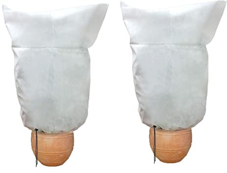 Pflanzenvlies-Frostschutzhülle, 2 Stück, 1,8 x 2,2 m, weiß, große Winter-Pflanzenabdeckungen mit Kordelzug, Frostschutzbeutel, Frostschutzjacke, warme Decke for Strauchbäume, Gewächshauspflanzen (60 g