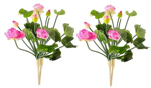 Ciieeo 2 Pièces Lotus Artificiel Fleur de Soie Fleurs réalistes Plantes artificielles décor Usine Fleur de Lotus Composition Maison Noël Bouquet Faux nénuphar Habit en Soie