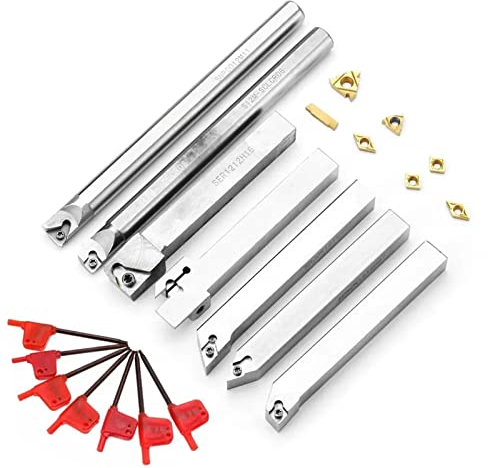 Drehmeißel-Set, 21 Stück, 12 mm, Drehwerkzeughalter, Drehmeißel, Bohrstange, Hartmetall-Einsatz, Schraubenschlüssel, Drehwerkzeug-Set
