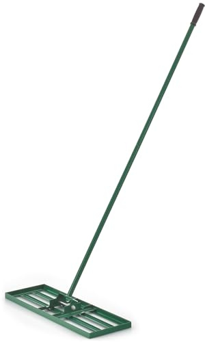 GYMAX Rastrello Livellatore per Terra, Spatola per Prato, Leggero e Portatile, Facile Montare, Impugnatura Antiscivolo, per Giardini, Cortili, Fattorie Prati, Verde (M) (Verde-S)
