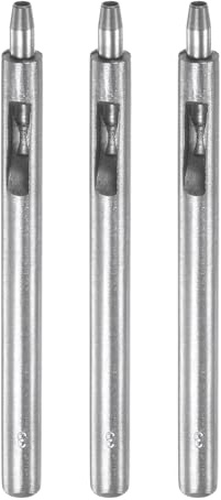 QUARKZMAN 3Pcs Perforadora de Agujeros de Cuero 3mm Recta Redonda Remachadora de Ojales para Artesanía de Cuero Ropa Bolso de Mano Tela Cortina